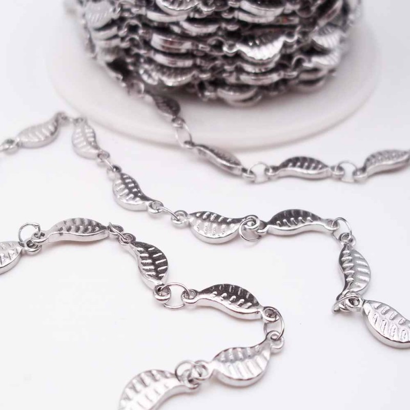 Catena in acciaio foglia 11x3.5 mm pacco 50 centimetri (xzq2) - pietreeminuterie.com