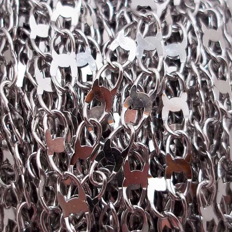 Catena in acciaio maglia schiacciata 7.4x2.8 mm 1 mt (schi8881) - pietreeminuterie.com