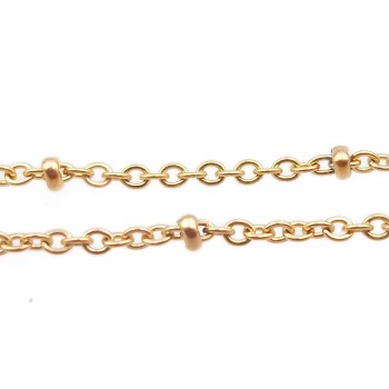 Catena in acciaio palline schiacciate oro maglia 2 mm 1 metro