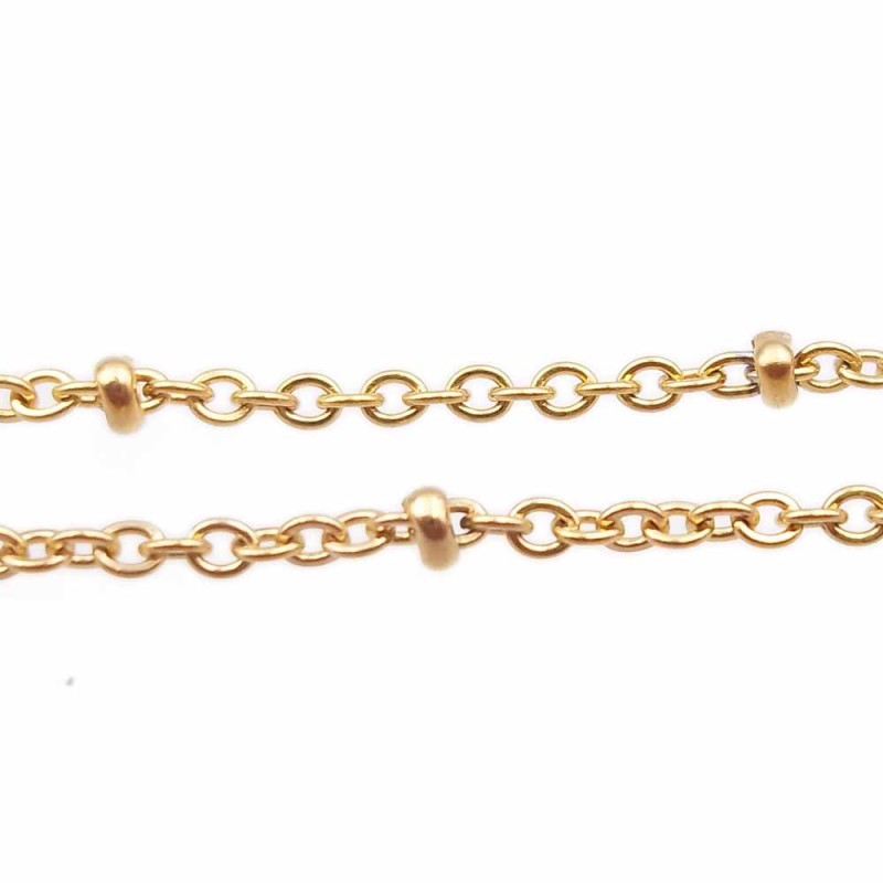 Catena in acciaio palline schiacciate oro maglia 2 mm 1 metro (ctapp2v2) - pietreeminuterie.com