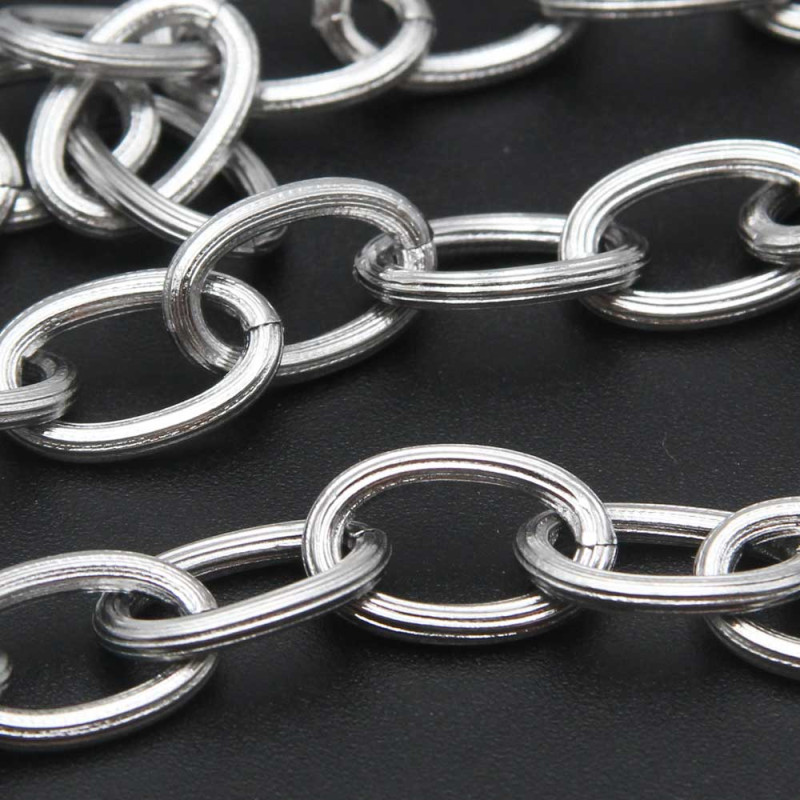 Catena in acciaio ovale striata 14x9.5 mm 50 cm (stri89vvz) - pietreeminuterie.com