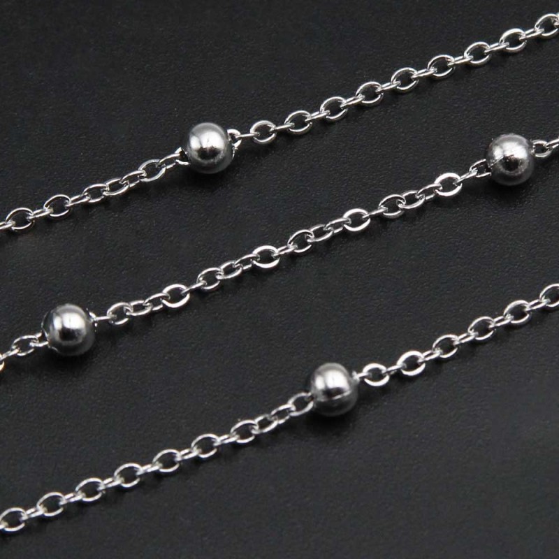Catena a palline alternate maglia 3 mm pallina 3.5 mm 1 mt (pall0m999) - pietreeminuterie.com