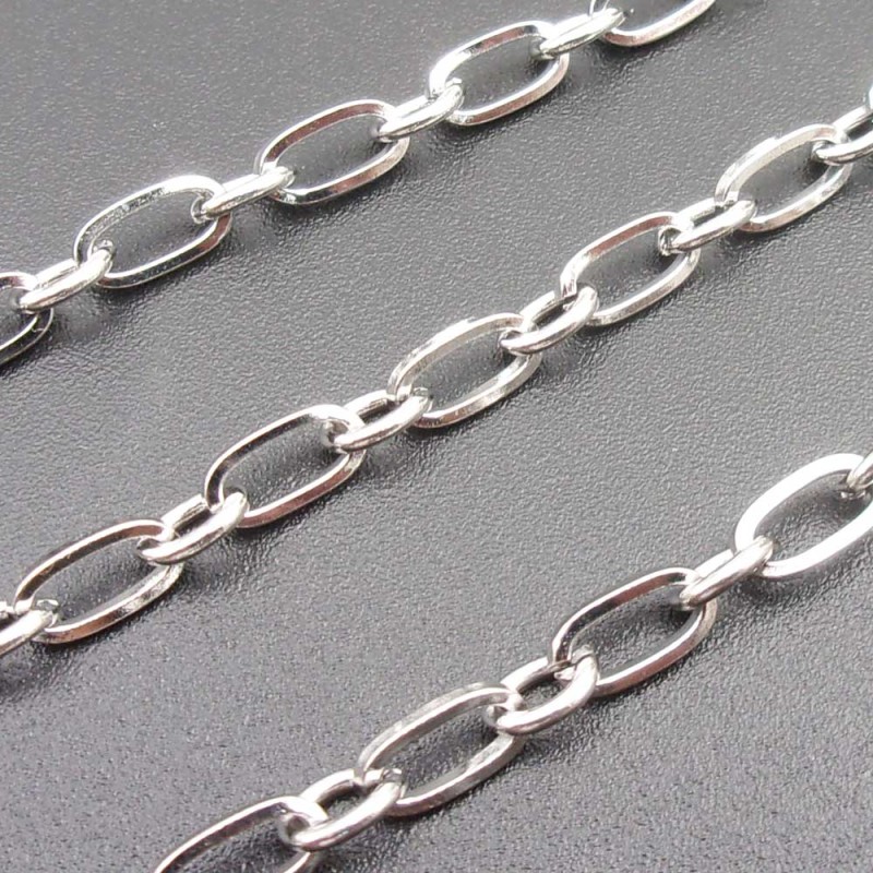 Catena acciaio maglia ovale 6 mm tonda 3.3 mm pacco 1 mt (cta-001) - pietreeminuterie.com