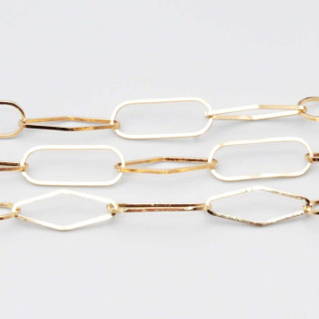 Catena acciaio oro maglia ovale e rombo conf.50 cm