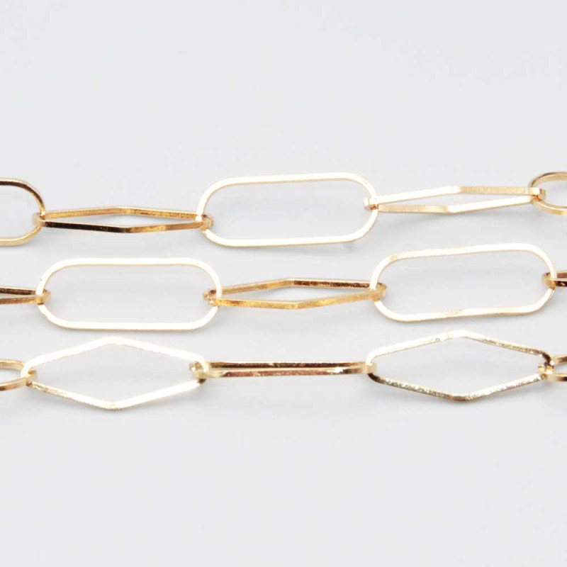 Catena acciaio oro maglia ovale e rombo conf.50 cm (ov-rc477) - pietreeminuterie.com