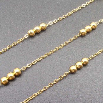 Catena acciaio palline alternate oro 2.7 mm pacco 1 mt