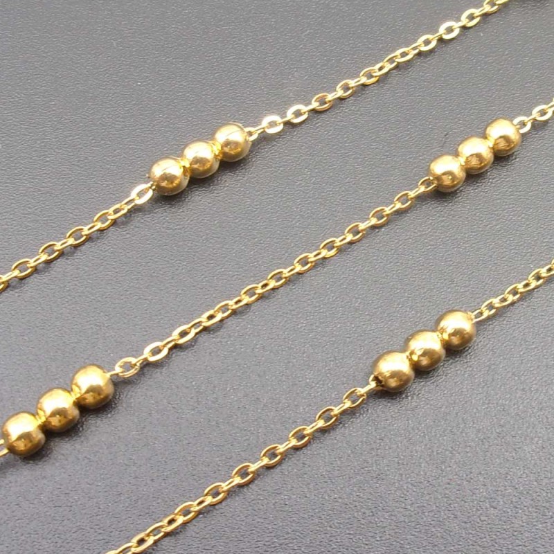 Catena acciaio palline alternate oro 2.7 mm pacco 1 mt (cta-005) - pietreeminuterie.com