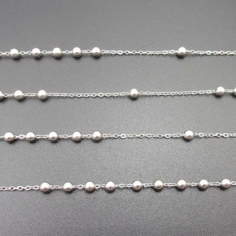 Catena acciaio palline alternate tonde 3 mm 1 mt (gt00pp099) - pietreeminuterie.com