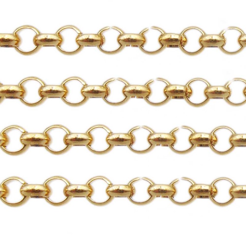 Catena acciaio rolo oro 4 mm pacco 1 mt (olo3mm1) - pietreeminuterie.com