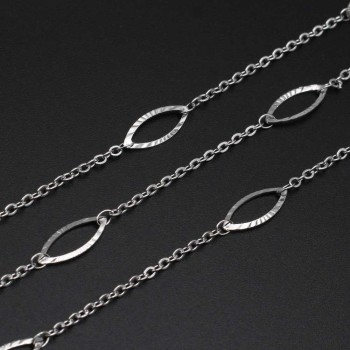 Catena in acciaio con ciondolo ovale 15x6 mm 1 mt