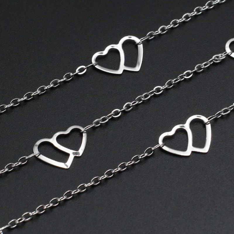 Catena in acciaio con cuore 14x10 mm 1 mt (quazx01pp) - pietreeminuterie.com