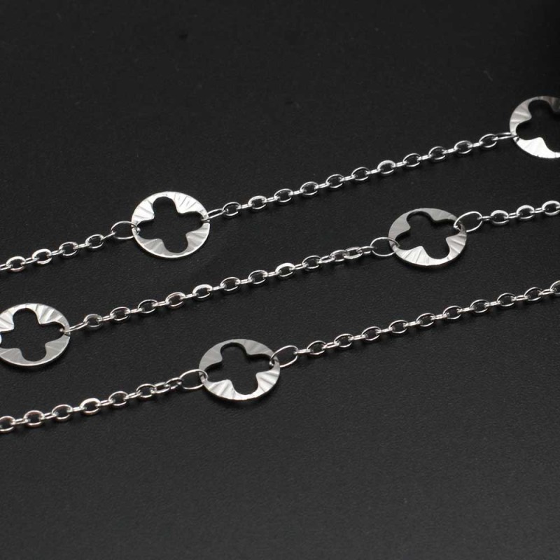 Catena in acciaio con quadrifoglio 10 mm 1 mt (quad5501pp) - pietreeminuterie.com