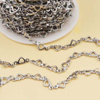Catena in acciaio cuore aperto 10x4.5 mm 50 cm