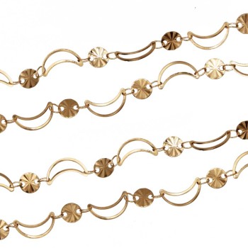 Catena in acciaio d'orata luna e cerchio conf. 50 cm