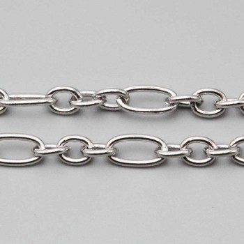 Catena in acciaio doppia maglia ovale 14x7 mm 8x6 mm conf. 50 cm