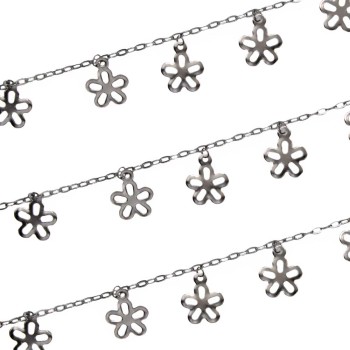 Catena acciaio con charms fiore 11.5 mm conf. 50 cm