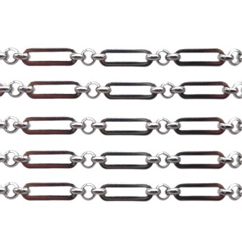 Catena in acciaio maglia ovale 13.5x4.4 tonda 3.8 mm 50 cm