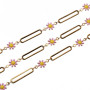 Catena in acciaio maglia ovale oro 20x4 mm con fiori conf.50 cm