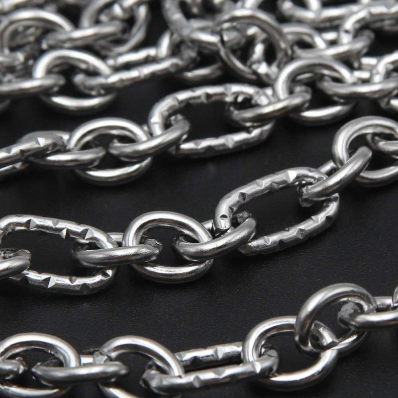 Catena in acciaio maglie ovali alternate 14x8 mm 9.5x7.5 mm 50 cm (alt55v77) - pietreeminuterie.com