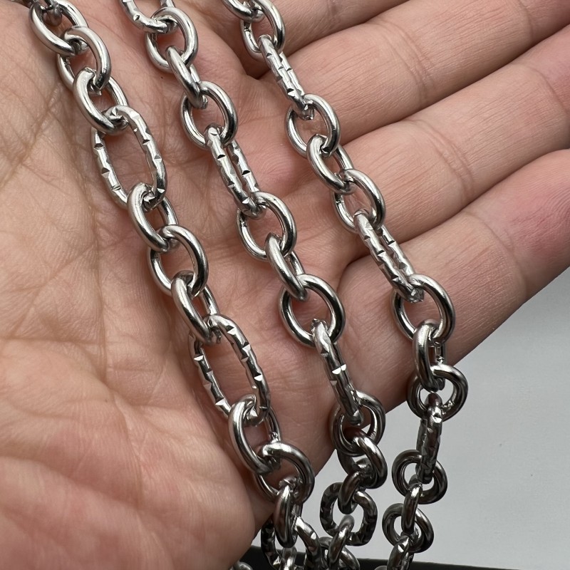 Rorolo 10 mt Catena in acciaio maglie ovali alternate 14x8 mm 9.5x7.5 mm (altddv77) - pietreeminuterie.com