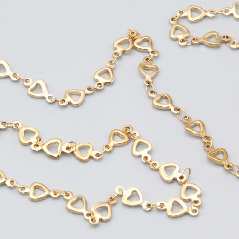 Catena in acciaio oro cuori 5 mm conf. 50 cm (hear-ac18) - pietreeminuterie.com