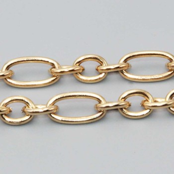 Catena in acciaio oro doppia maglia 14x7 mm 8x6.5 mm conf. 50 cm