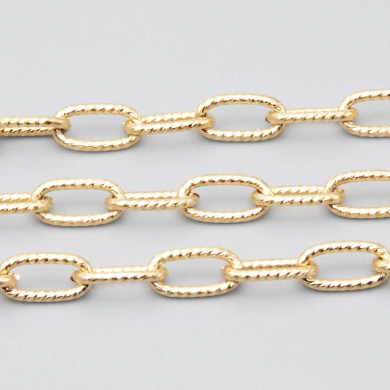 Catena in acciaio oro intagliata 12x6 mm conf.50 cm (12x6-cat1) - pietreeminuterie.com