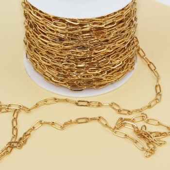 Catena in acciaio oro ovale 6x2.5 mm 50 cm