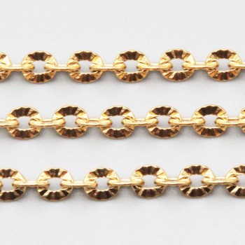 Catena in acciaio oro ovale intagliata 4 mm conf. 1 metro