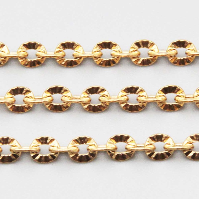 Catena in acciaio oro ovale intagliata 4 mm conf. 1 metro (ov-mt1) - pietreeminuterie.com