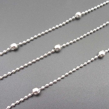 Catena in acciaio palline alternate 3 mm grandi 1 mm piccole, 1 mt
