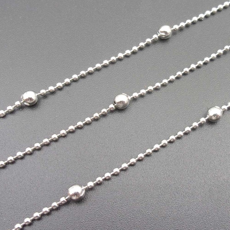 Catena in acciaio palline alternate 3 mm grandi 1 mm piccole, 1 mt (cat-pal-11) - pietreeminuterie.com
