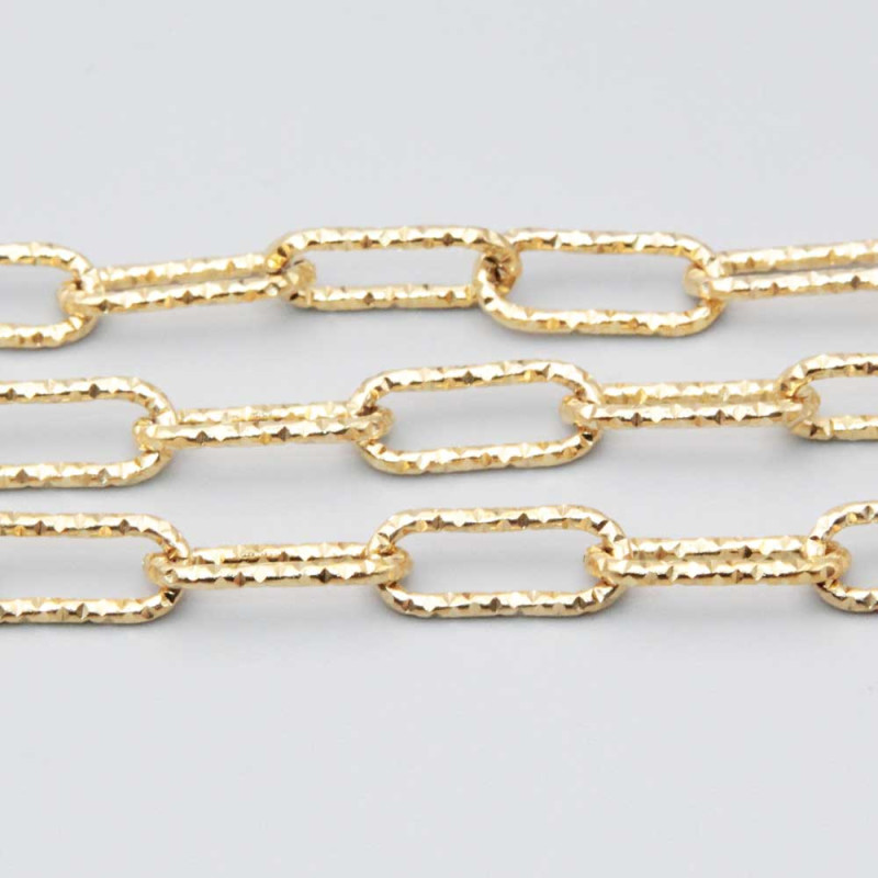 Catene in acciaio oro diamantata ovale 16.5x7 mm conf. 50 cm (15ova-93) - pietreeminuterie.com