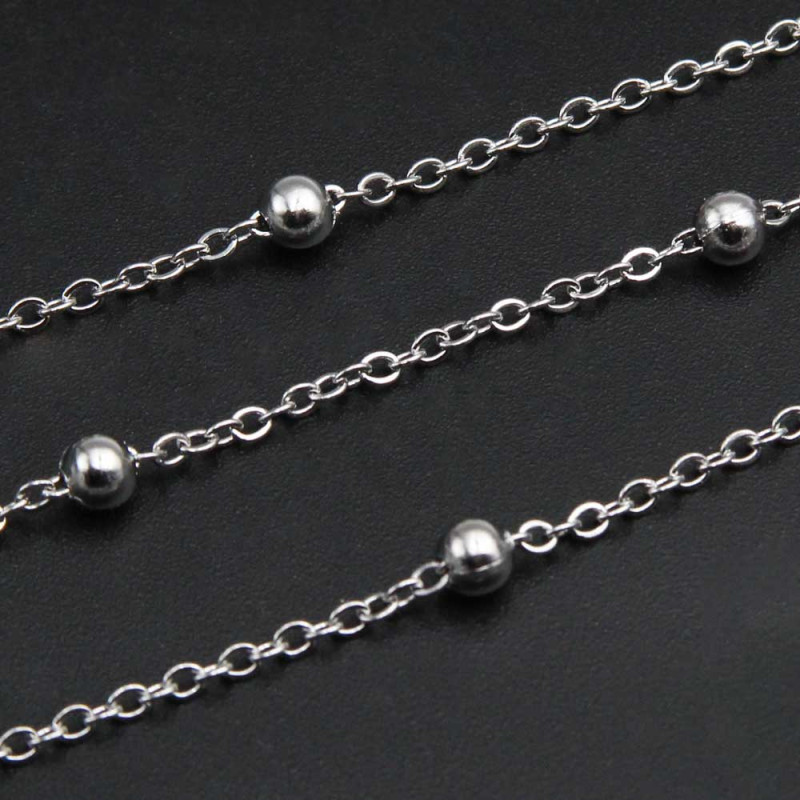 Catena a palline alternate maglia 3 mm pallina 3.5 mm 1 mt (pall0m999) - pietreeminuterie.com