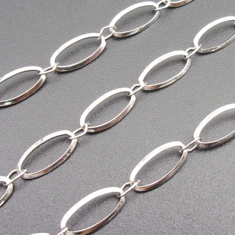 Catena acciaio maglia allungata ovale 9.2x4.3 mm pacco 1 mt (cta-003) - pietreeminuterie.com