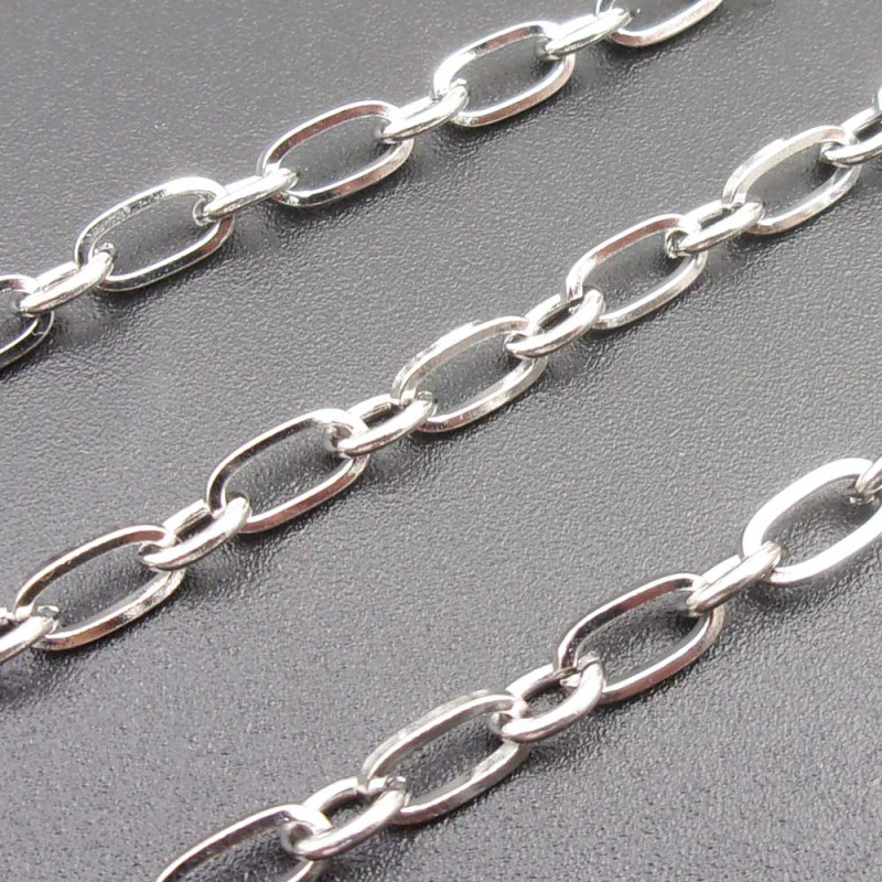 Catena acciaio maglia ovale 6 mm tonda 3.3 mm pacco 1 mt (cta-001) - pietreeminuterie.com