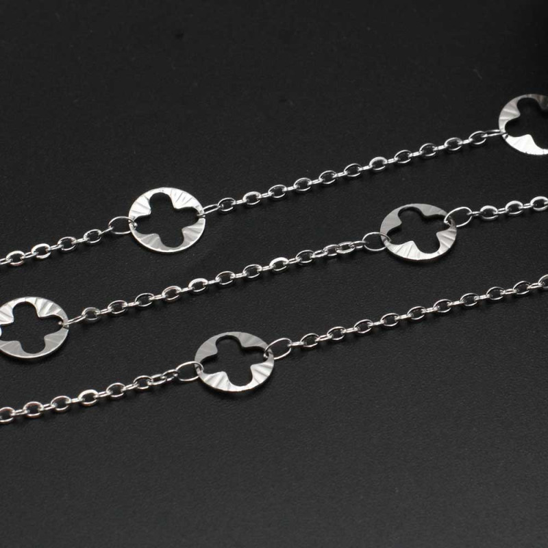 Catena in acciaio con quadrifoglio 10 mm 1 mt (quad5501pp) - pietreeminuterie.com