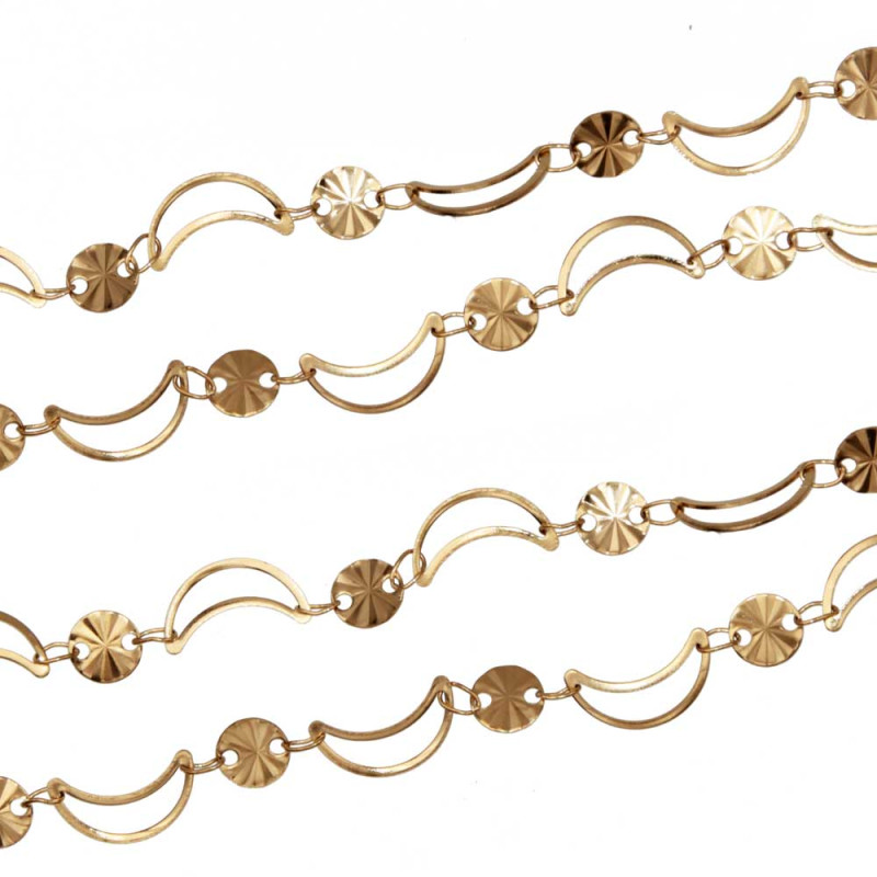 Catena in acciaio d orata luna e cerchio conf. 50 cm (lun-acc1) - pietreeminuterie.com