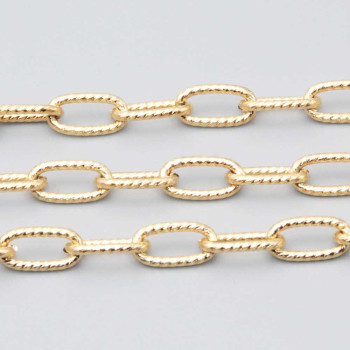 Catena in acciaio oro intagliata 12x6 mm conf.50 cm