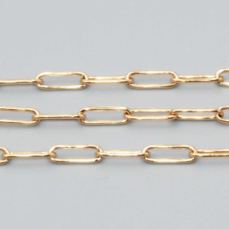 Catena in acciaio oro ovale 9x3.5 mm saldata conf.50 cm (cat-ac0399) - pietreeminuterie.com