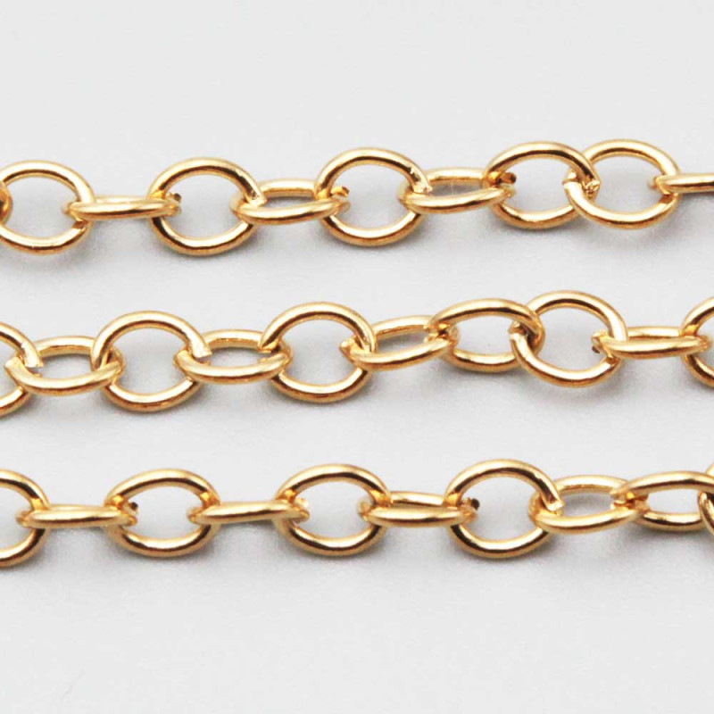 Catene acciaio maglia ovale oro 6x5 mm conf. 50 cm (mat-c6a77) - pietreeminuterie.com