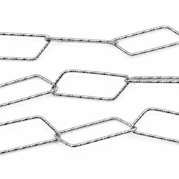 Catena in acciaio a maglia geometrica rettangolare allungata 33 x12 mm conf. 50 cm