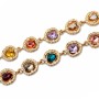 Catena in acciaio oro con strass colorati gocce 16x12 mm conf. 20 cm