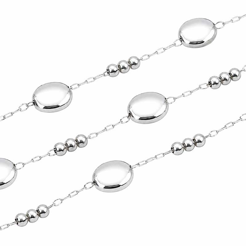 Catena in acciaio alternata maglia 2x1 mm palline 2 mm conf. 50 cm Catena in acciaio alternata maglia 2x1 mm palline 2 mm conf. 50 cm