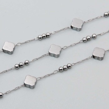 Catena in acciaio alternata maglia 3x2 mm palline 2 mm conf. 50 cm