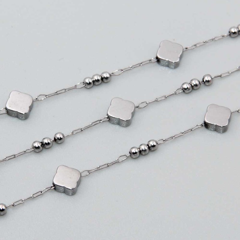 Catena in acciaio alternata maglia 3x2 mm palline 2 mm conf. 50 cm Catena in acciaio alternata maglia 3x2 mm palline 2 mm conf. 50 cm