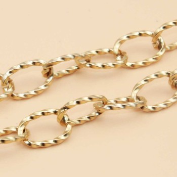 Catena i acciaio oro ovale torta 11x7 mm conf. 50 cm
