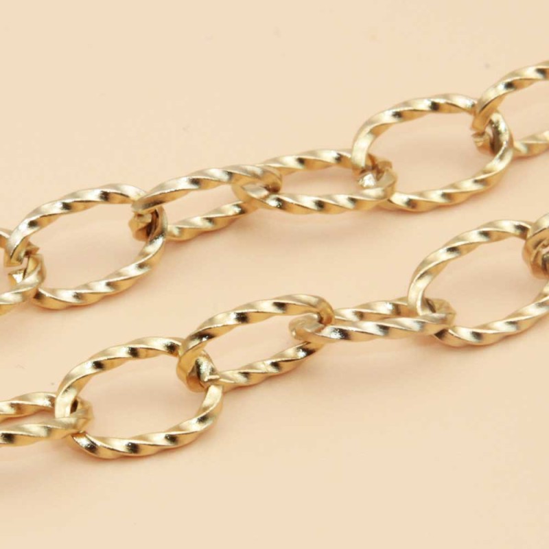 Catena i acciaio oro ovale torta 11x7 mm conf. 50 cm (tor-ov51) - pietreeminuterie.com
