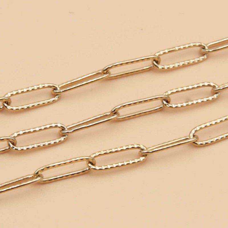 Catena in acciaio oro ovale intagliata 10x3.5 mm conf. 50 cm (ov1035-ov) - pietreeminuterie.com