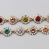 Catena in acciaio oro con strass colorati tondi 10 mm conf. 20 cm Catena in acciaio oro con strass colorati tondi 10 mm conf. 20 cm